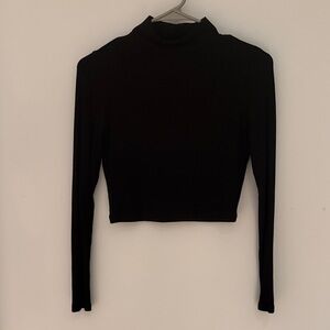 ASOS Black Cropped Long Sleeve Mock Neck Top